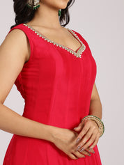 Red Embroidered Anarkali Set with Dupatta