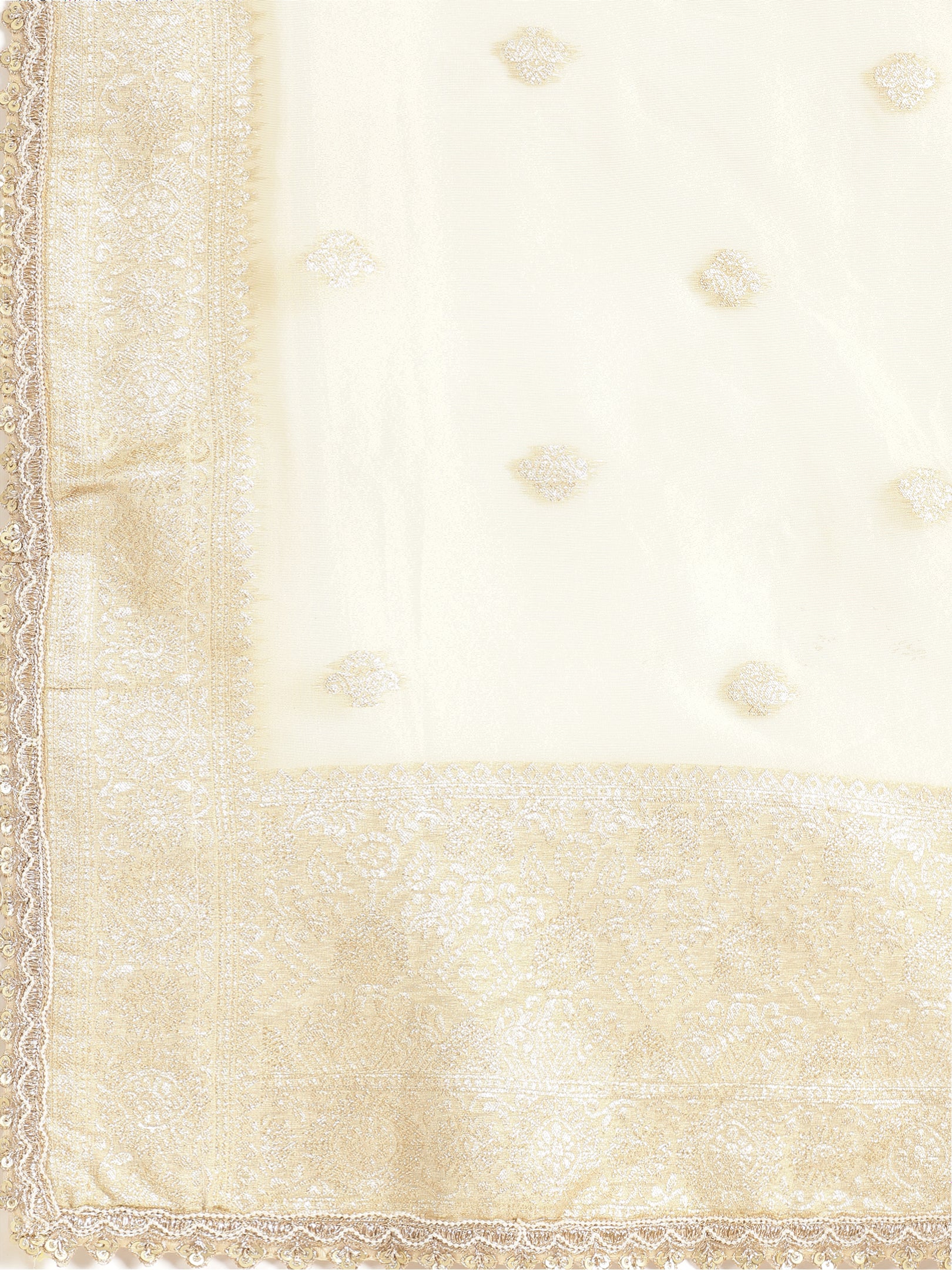 Ivory Gold Embroidered Sharara Suit with Dupatta