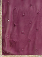 Regal Wine Anarkali Gown with Mirror Work and Zari Dupatta