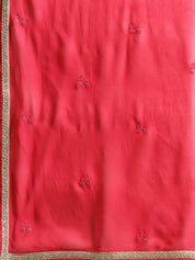 Radiant Red Anarkali Gown with Mirror Work and Zari Dupatta