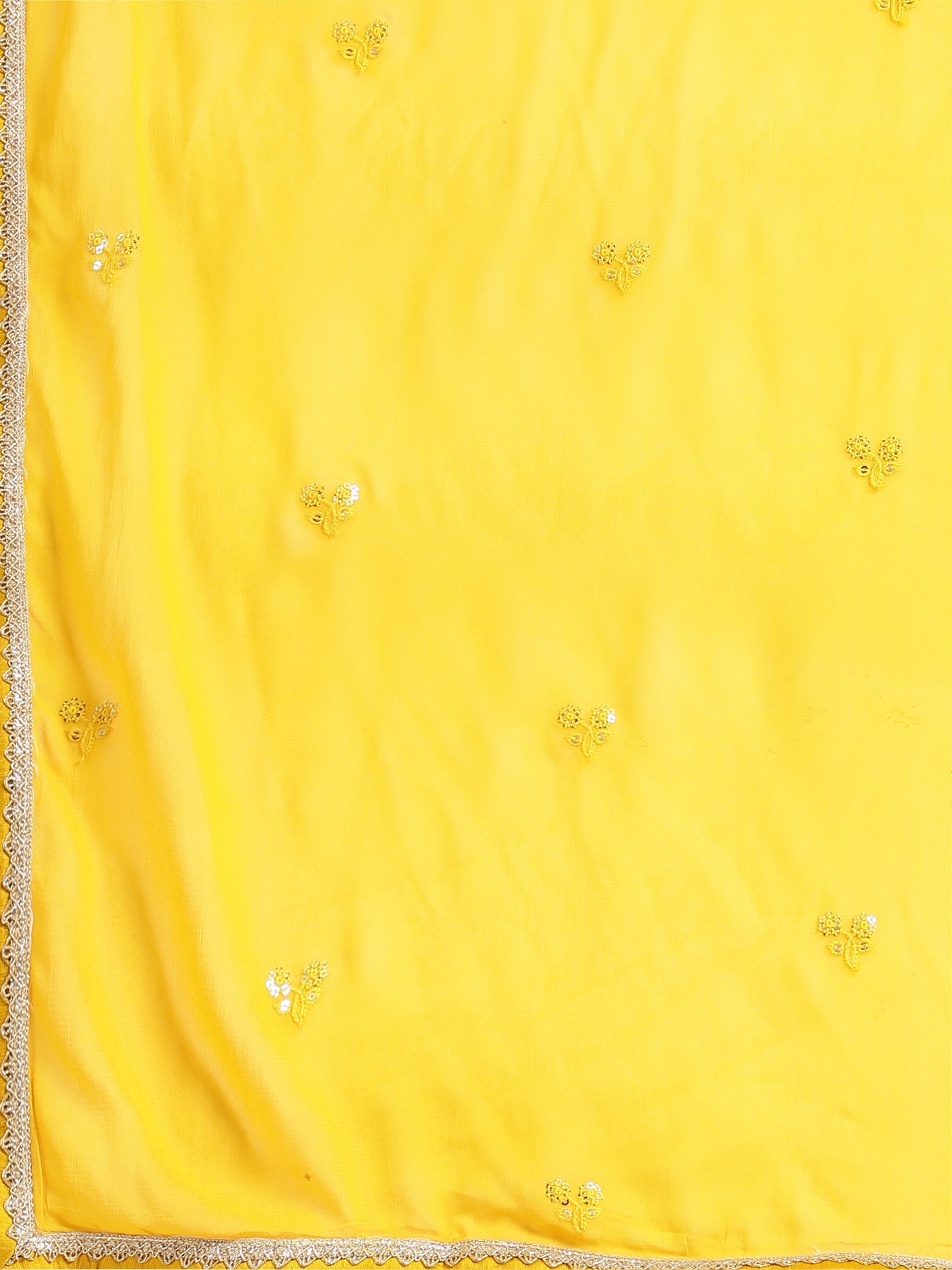 Mustard Yellow Floral Embroidered Lehenga Set
