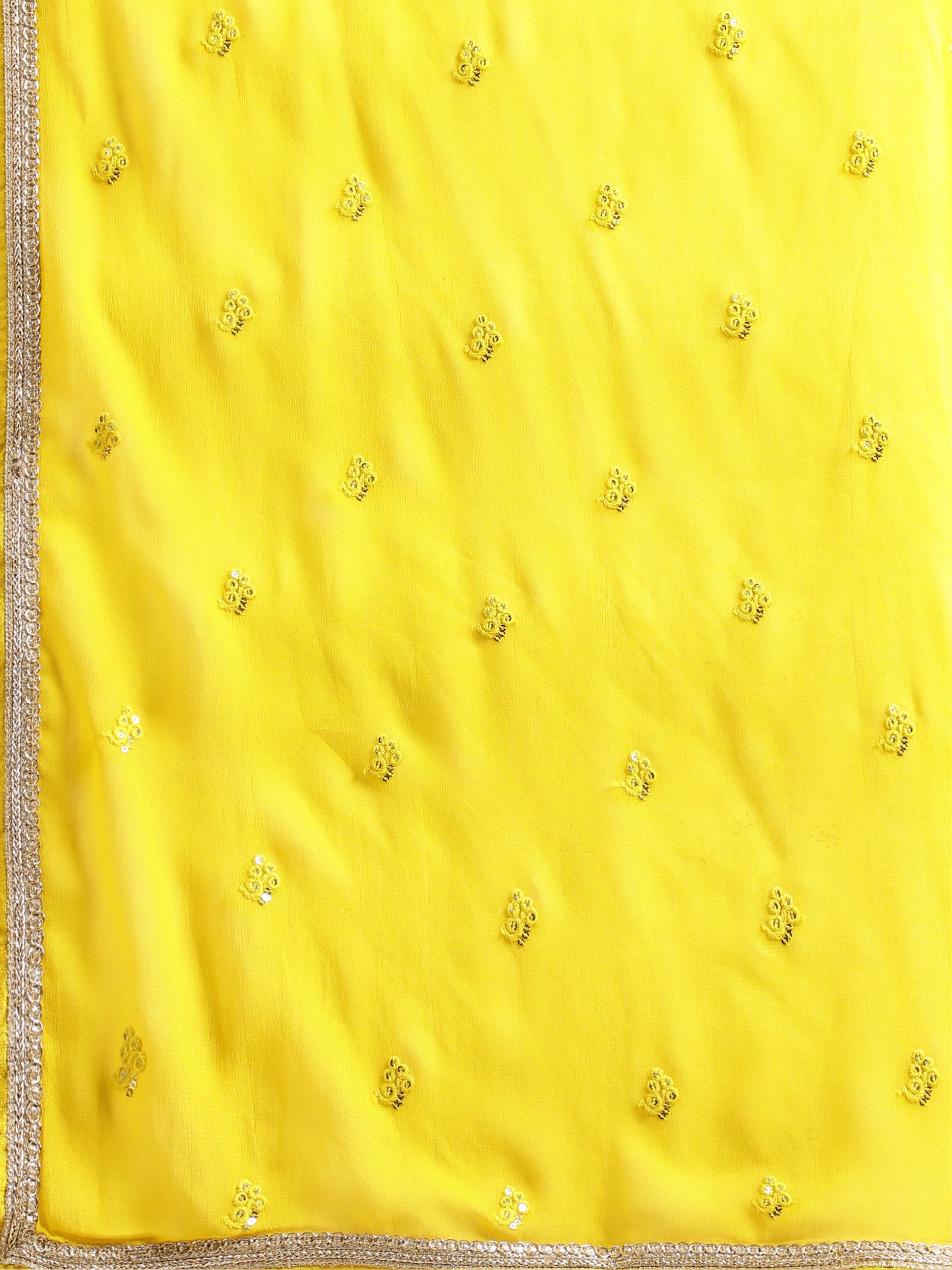 Sunshine Yellow Anarkali Gown with Mirror Work & Zari Dupatta