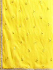 Sunshine Yellow Anarkali Gown with Mirror Work & Zari Dupatta