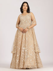 Ethereal Beige Embroidered Net Lehenga Set