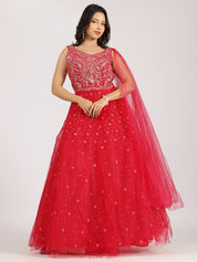 Ravishing Red Embroidered Gown