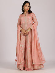 Elegant Peach Embroidered Anarkali Suit