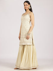 Ivory Gold Embroidered Sharara Suit with Dupatta