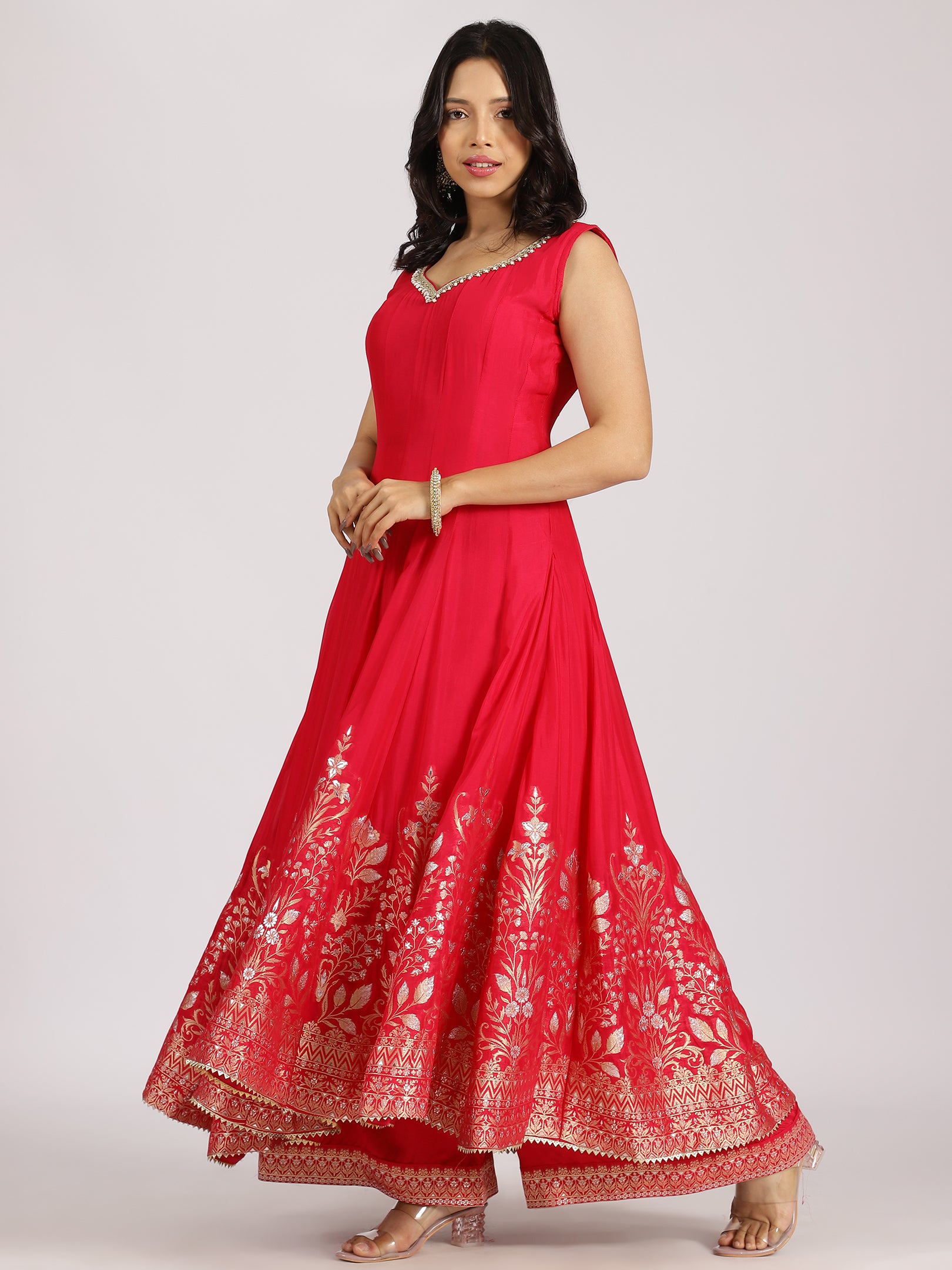 Red Embroidered Anarkali Set with Dupatta