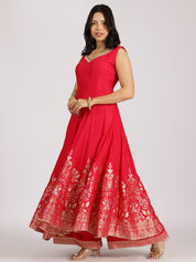 Red Embroidered Anarkali Set with Dupatta