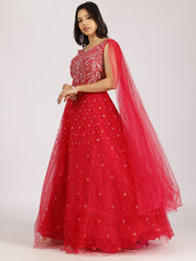 Ravishing Red Embroidered Gown