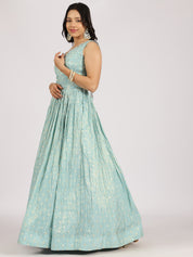 Sky Blue Embellished Anarkali Lehenga Set