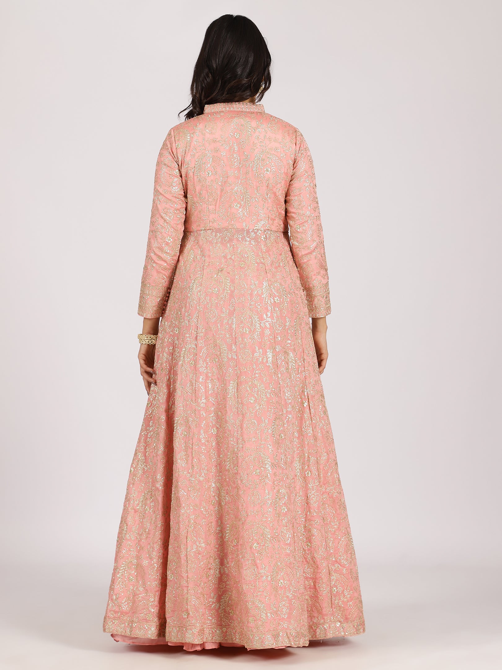 Elegant Peach Embroidered Anarkali Suit