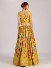 Mustard Yellow Floral Embroidered Lehenga Set