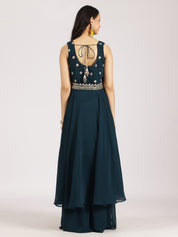 Elegant Teal Embroidered Palazzo Set with Dupatta
