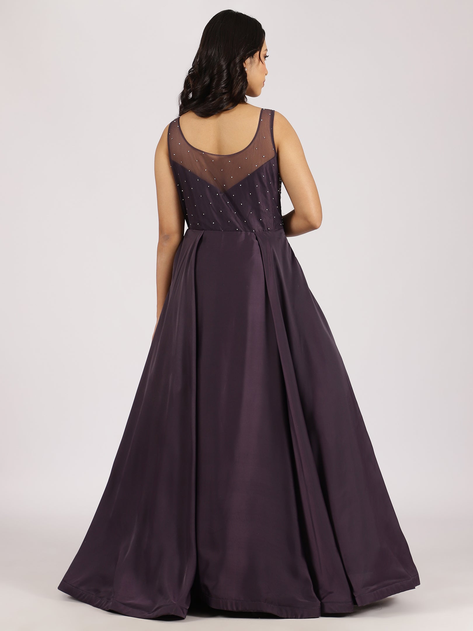 Plum Purple Embellished Gown with Dupatta