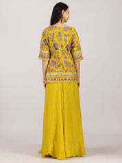 Yellow Embroidered Jacket Style Sharara Suit Set
