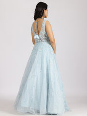 Dreamy Sky Blue Embroidered Lehenga Set