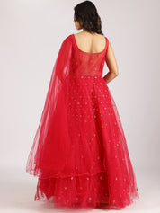 Ravishing Red Embroidered Gown