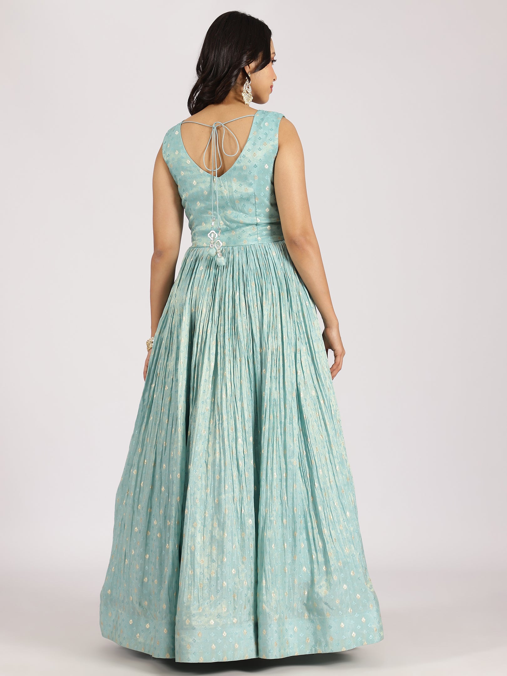 Sky Blue Embellished Anarkali Lehenga Set