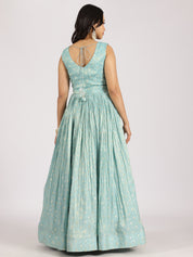 Sky Blue Embellished Anarkali Lehenga Set