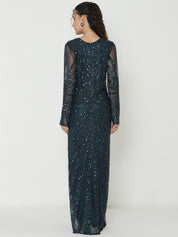 Stunning Blue Gowns  with Knitted Sequin Work