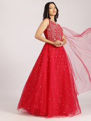 Ravishing Red Embroidered Gown