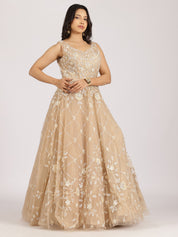 Ethereal Beige Embroidered Net Lehenga Set