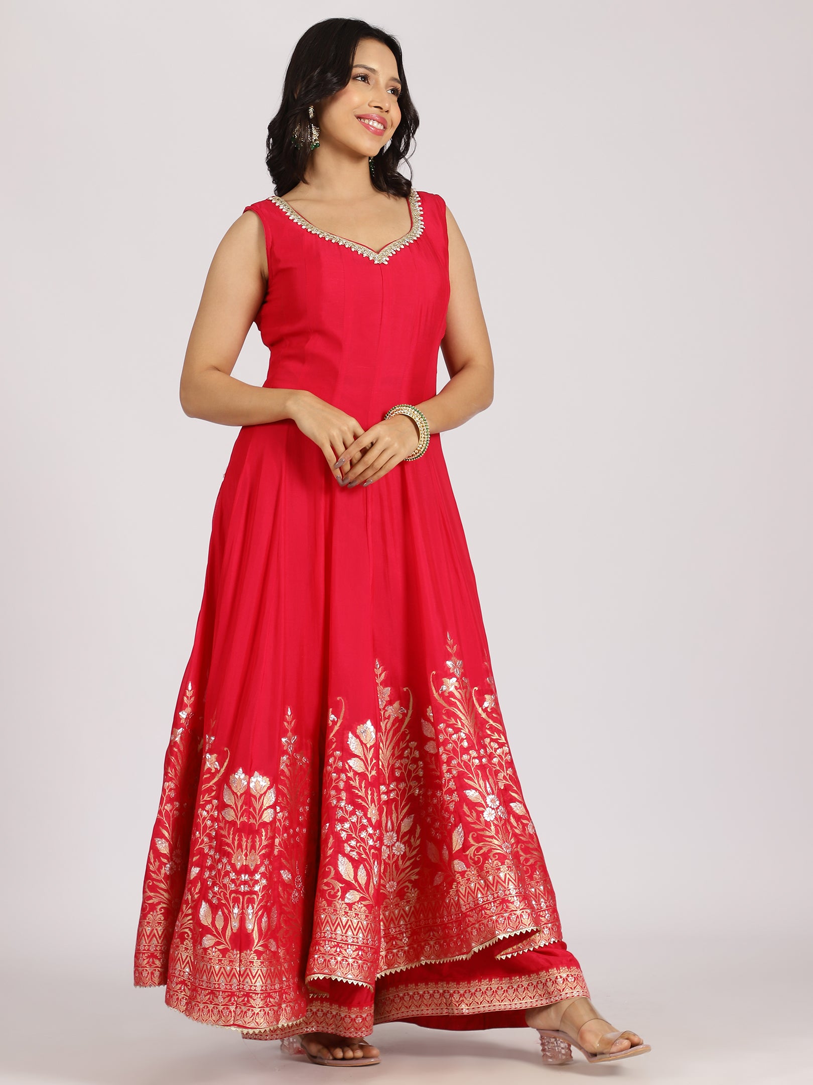 Red Embroidered Anarkali Set with Dupatta