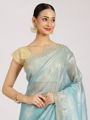 Sky Blue Organza Embellished Saree