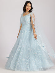 Dreamy Sky Blue Embroidered Lehenga Set