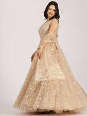 Ethereal Beige Embroidered Net Lehenga Set