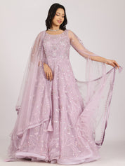 Ethereal Lavender Embroidered Net Lehenga Set