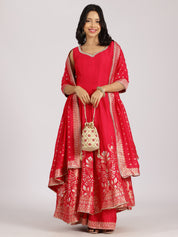Red Embroidered Anarkali Set with Dupatta