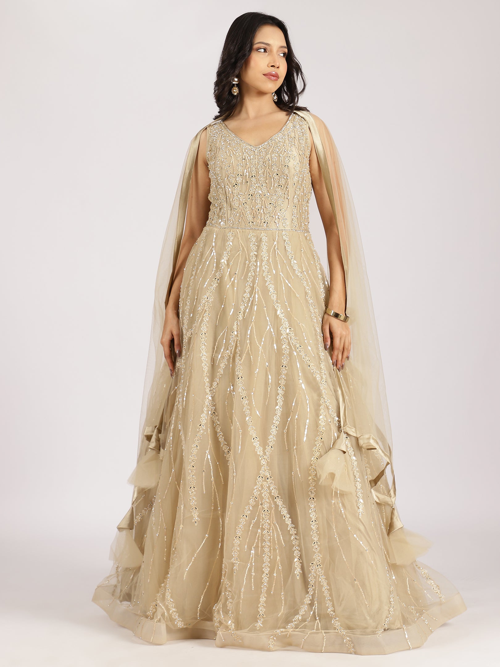 Champagne Gold Embroidered Gown