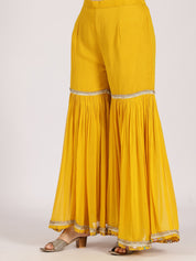 Vibrant Yellow Mirror Work Sharara Set