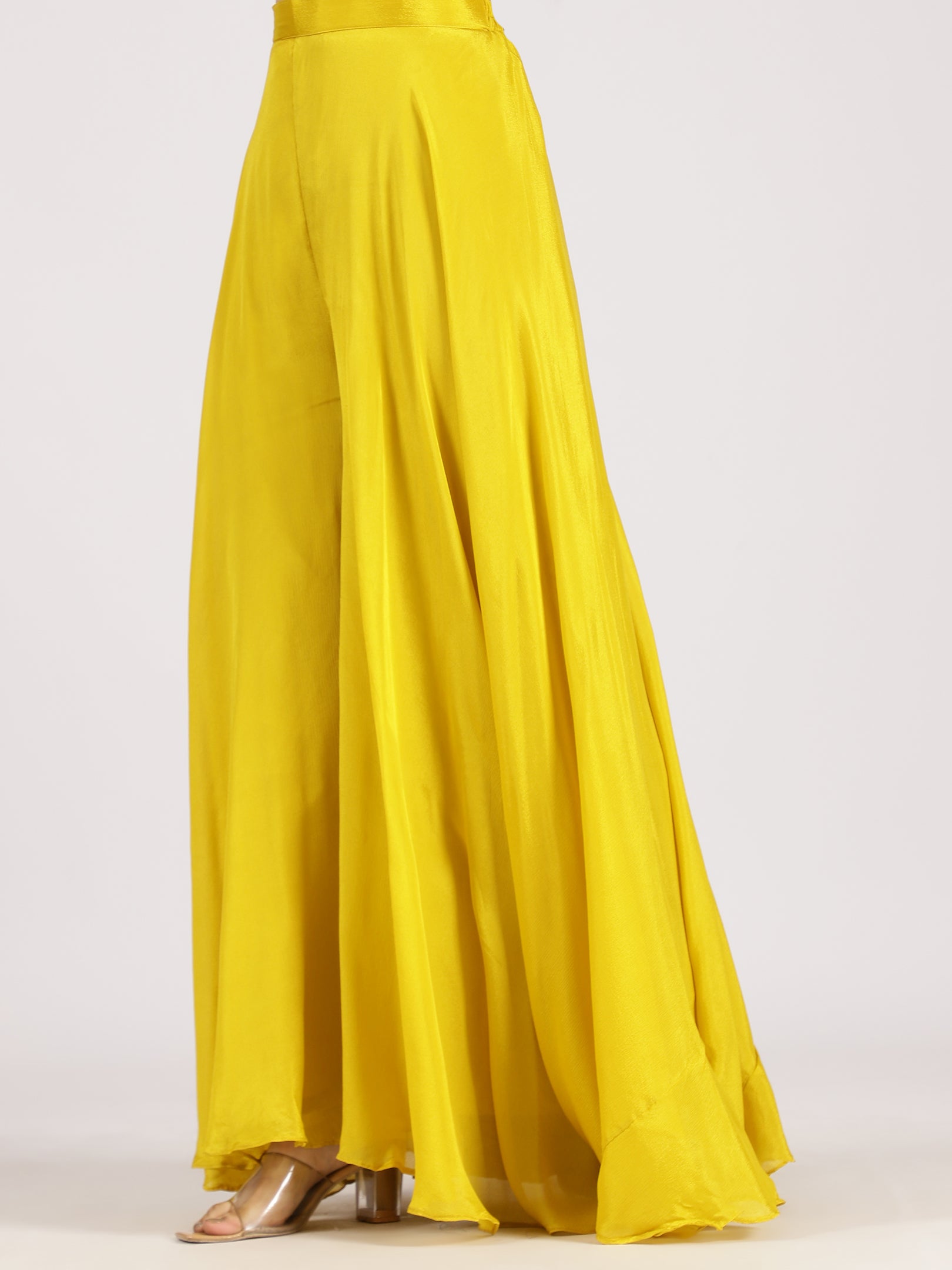 Yellow Embroidered Jacket Style Sharara Suit Set