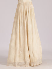 Ivory Gold Embroidered Anarkali Gown with High Neck