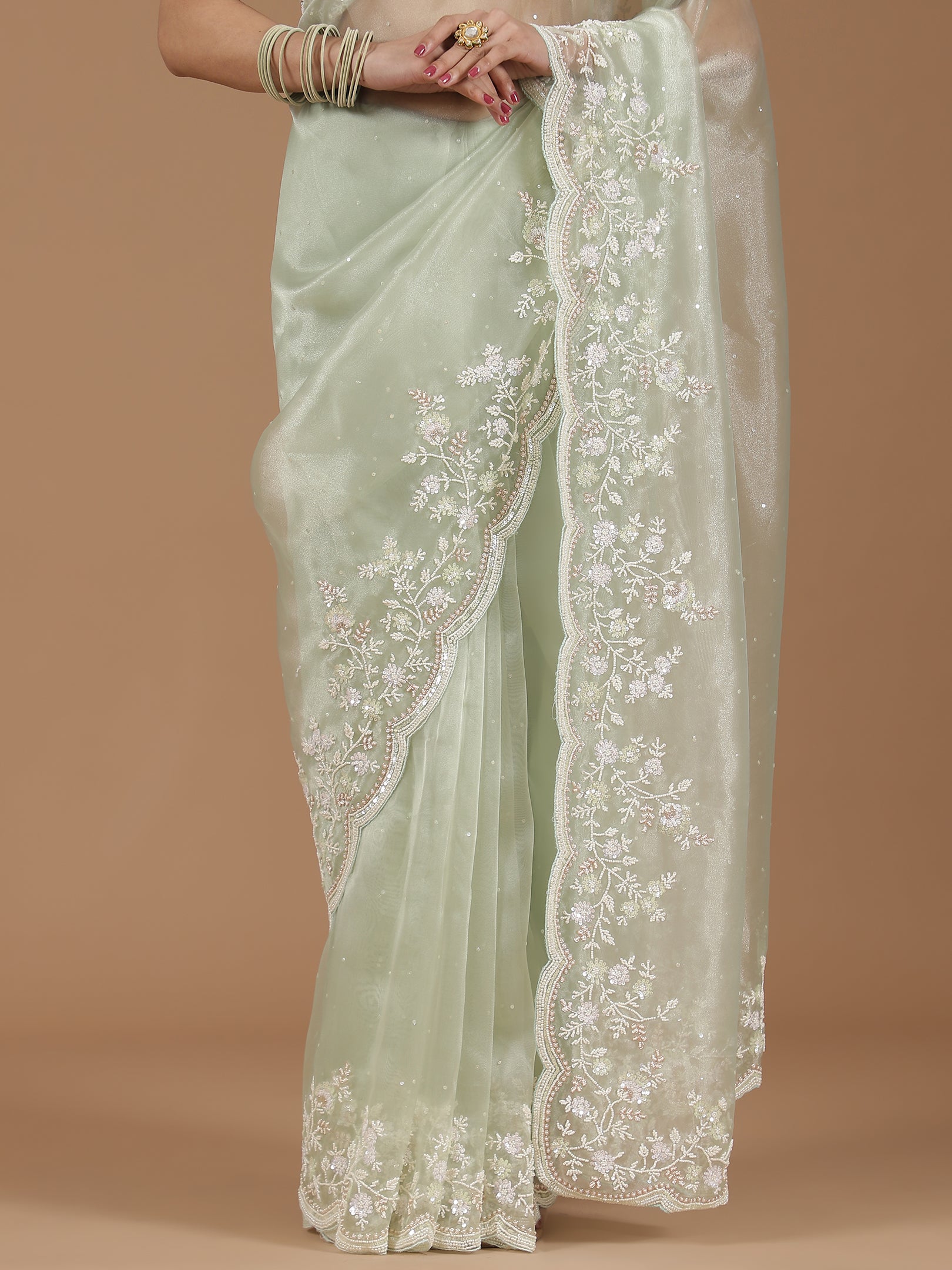 Embroidered Net Saree