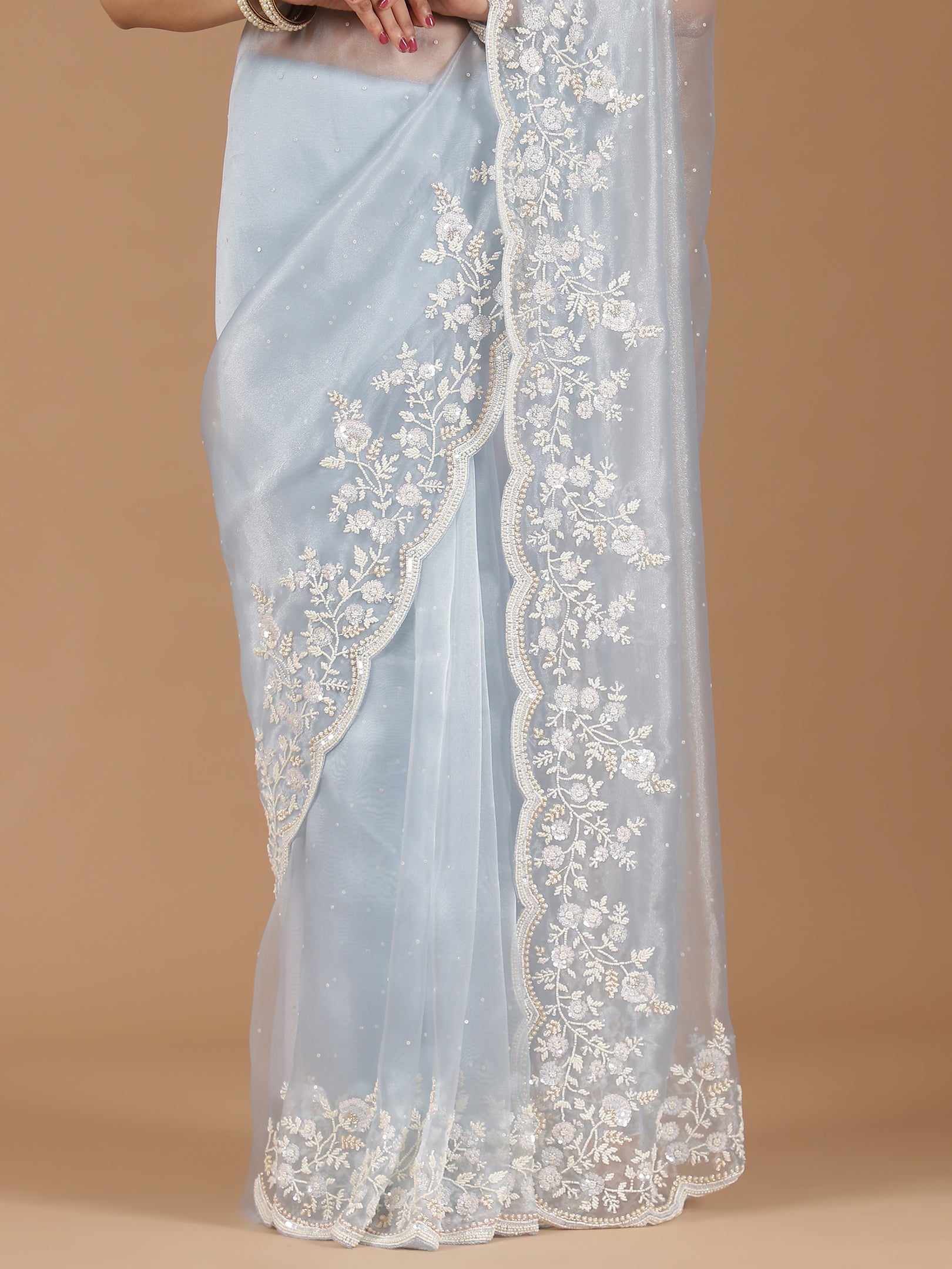 Embroidered Net Saree