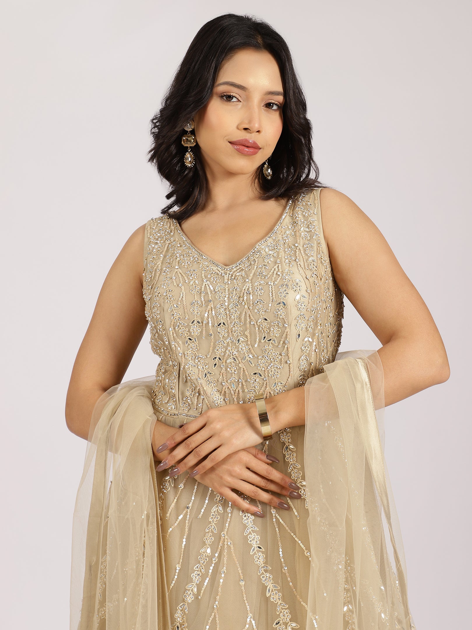 Champagne Gold Embroidered Gown