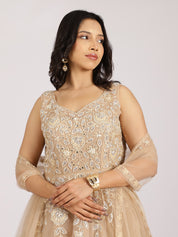 Ethereal Beige Embroidered Net Lehenga Set
