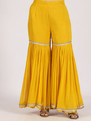 Vibrant Yellow Mirror Work Sharara Set