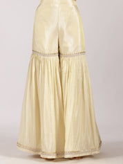 Ivory Gold Embroidered Sharara Suit with Dupatta