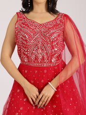 Ravishing Red Embroidered Gown