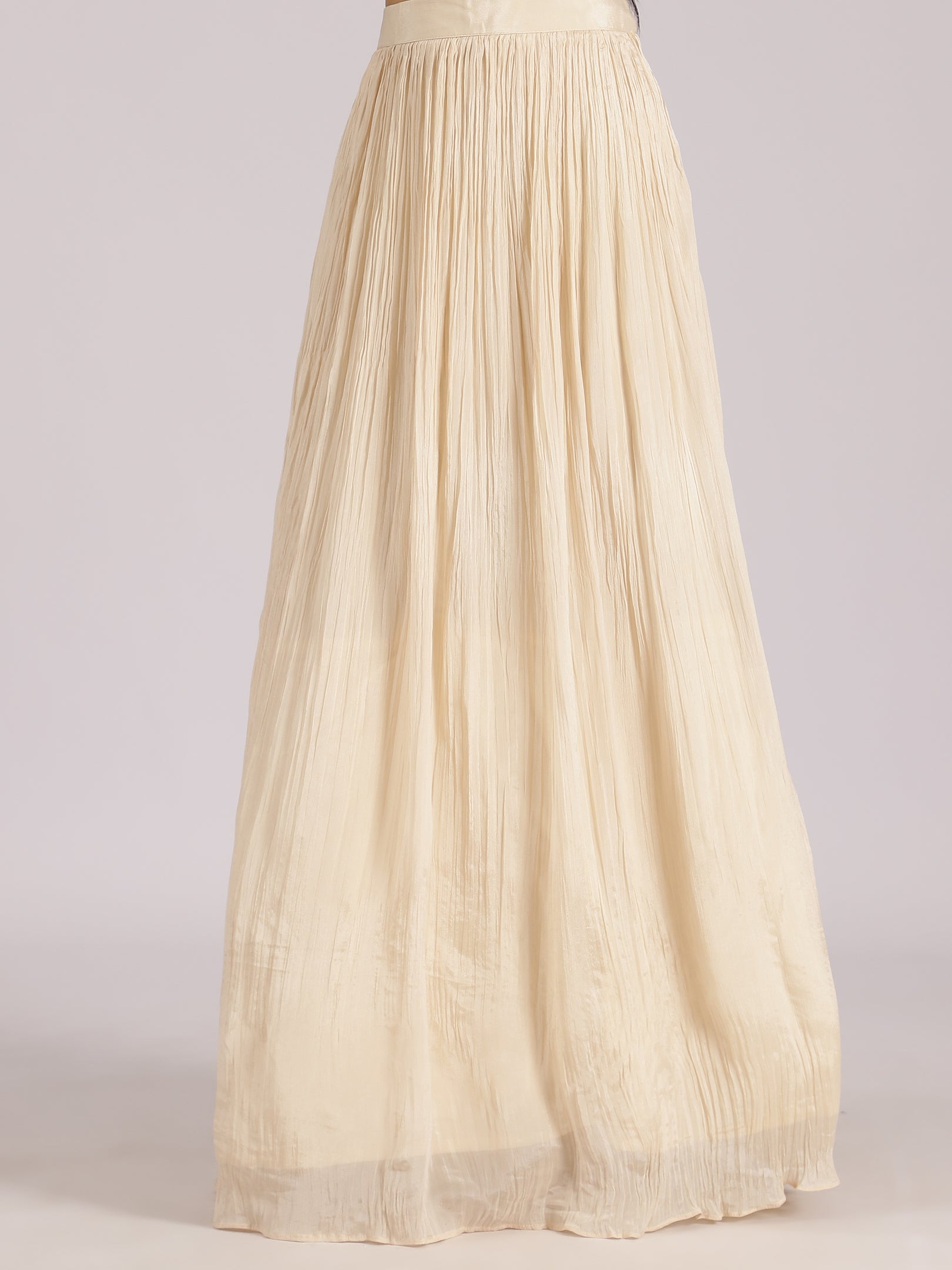 Ivory Gold Embroidered Anarkali Gown with High Neck