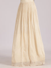 Ivory Gold Embroidered Anarkali Gown with High Neck