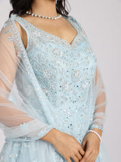 Dreamy Sky Blue Embroidered Lehenga Set