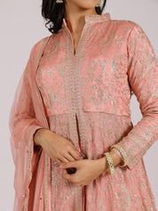 Elegant Peach Embroidered Anarkali Suit