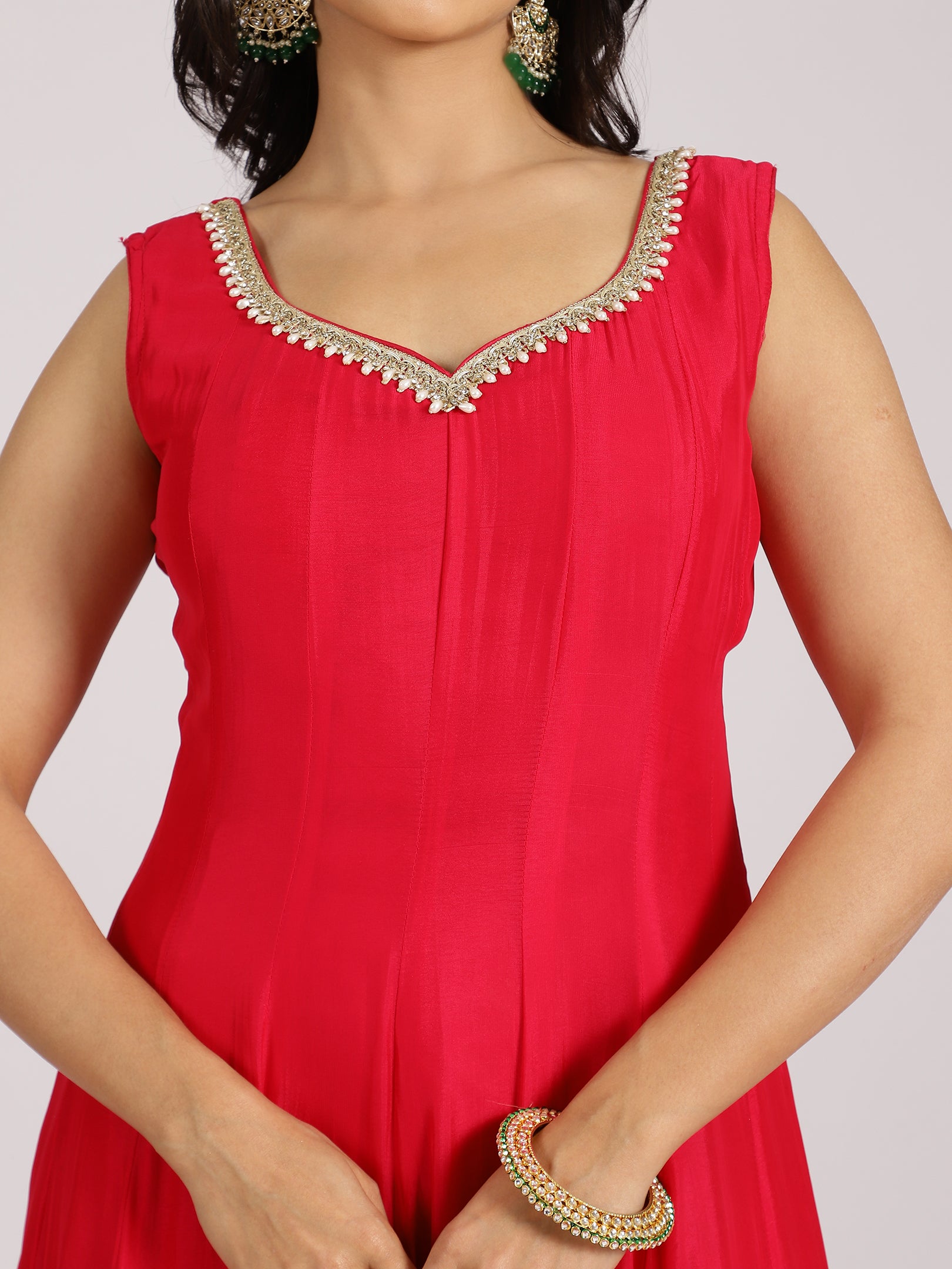 Red Embroidered Anarkali Set with Dupatta