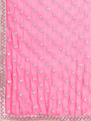 Ajrakh Lehenga with Brocade Kotapatti Blouse & Rani Pink Georgette Dupatta